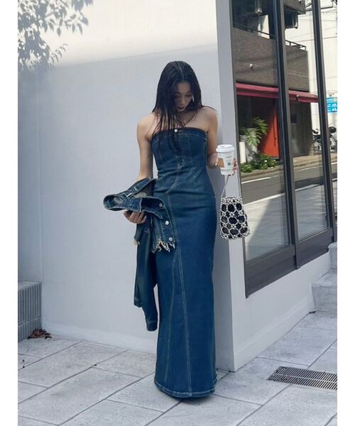 再入荷 モード デニム ベア ロング ドレス ワンピース デニムベアロングワンピース（ワンピース）｜EVRIS（エヴリス