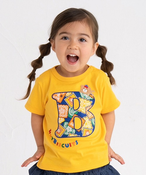 HOT BISCUITS tシャツ バンダナ柄 ワッペン 半袖Tシャツ キッズ 子供服 