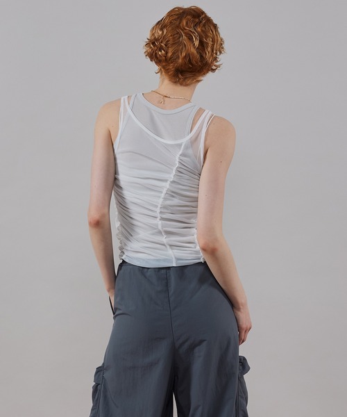MAISON SPECIAL タンクトップ ノースリーブ Sheer Drape layered