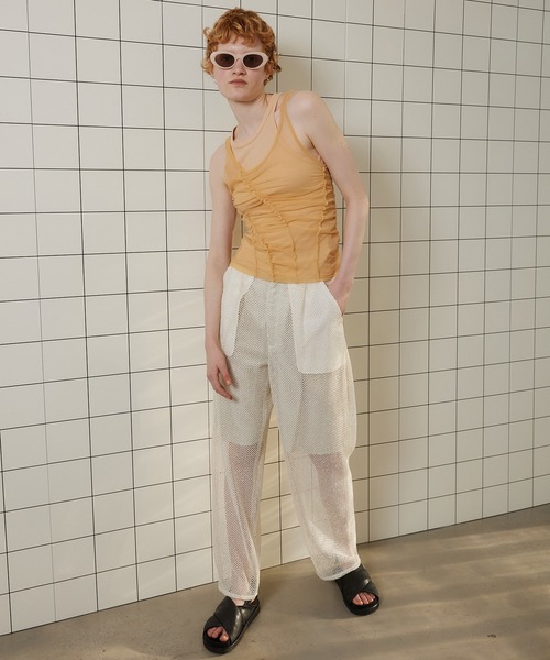 MAISON SPECIAL タンクトップ ノースリーブ Sheer Drape layered