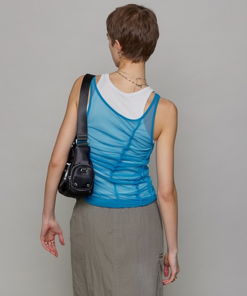 MAISON SPECIAL タンクトップ ノースリーブ Sheer Drape layered