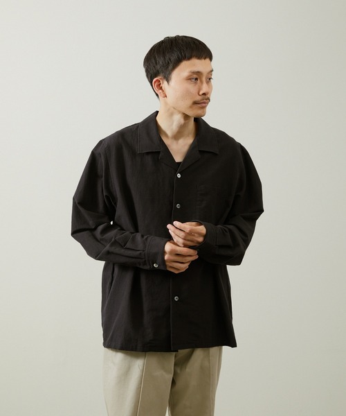 And A シャツ アンドエー / COTTON LINEN OPEN COLLAR L/S SHIRT