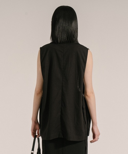 ベスト ジレ リネンブレンドサイドオープンジレ レディース : ZOZOTOWN