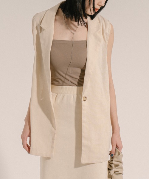 ベスト ジレ リネンブレンドサイドオープンジレ レディース : ZOZOTOWN