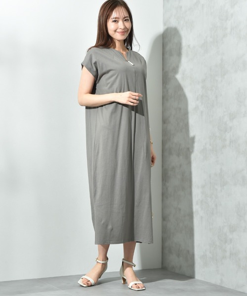 INTERPLANET（インタープラネット） ワンピース キーネックパール付