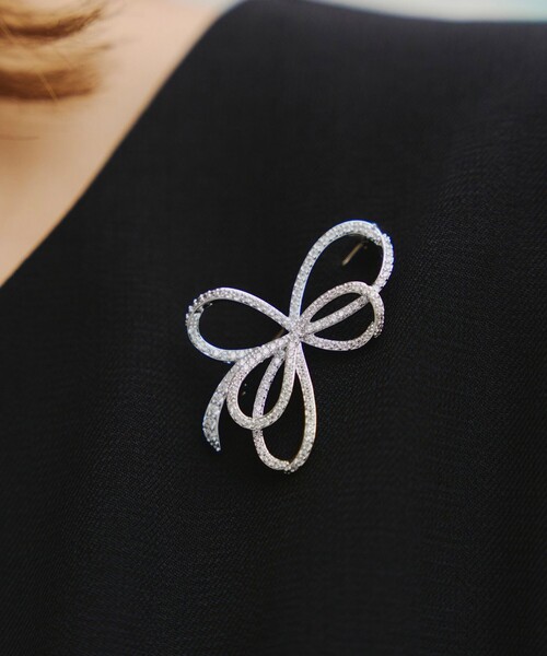 Tiaclasse ブローチ クロスリボンデザインブローチ レディース