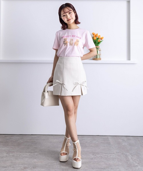 ●●上下2点セット●●トップス・プリーツスカート・インパン付・バラ売り可・ピンク セール】【ジュニア対応】インパンツ付きプリーツスカート（スカート