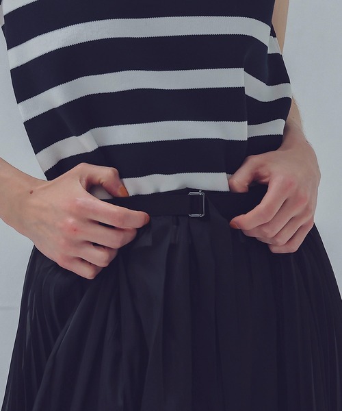 DRESSLAVE ワンピース border knit dress×sheer pleats wrap