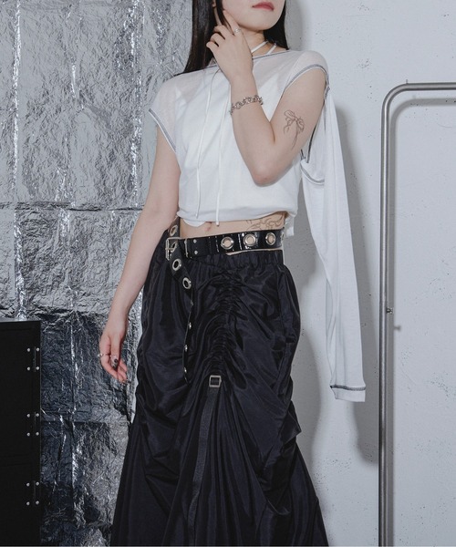 トップス Ann Acne Studios Angel print mesh top turtleneck | The Fashion