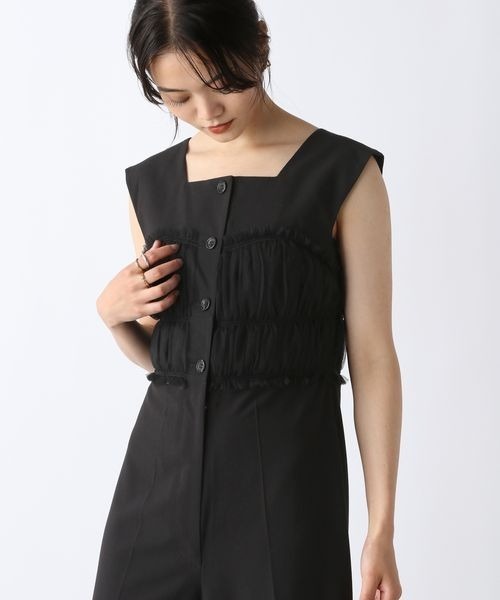 JEANASIS サロペット オーバーオール チュールドッキング