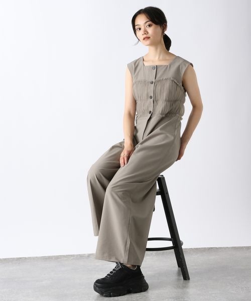 JEANASIS サロペット オーバーオール チュールドッキング