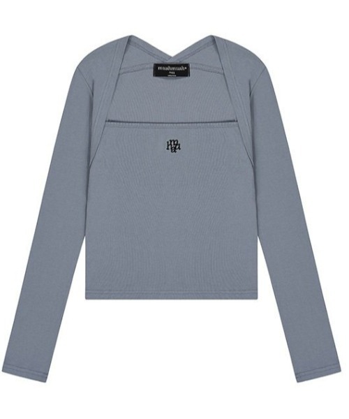tシャツ A'GEM/9 × .kom 「muah muah/ムーアムーア」 LOGO STITCH BOLERO LONG SLEEVE/ステッチロ tシャツ A'GEM/9 × .kom 「muah muah/ムーアムーア」 LOGO