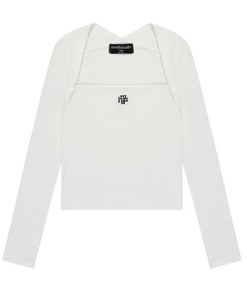 tシャツ A'GEM/9 × .kom 「muah muah/ムーアムーア」 LOGO STITCH BOLERO LONG SLEEVE/ステッチロ tシャツ A'GEM/9 × .kom 「muah muah/ムーアムーア」 LOGO