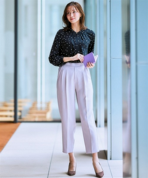 7days Life Styling ブラウス シャツ ストレッチとろみ素材フロント