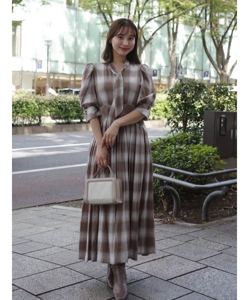 Her lip to ワンピース Chelsea Checked Tie Dress レディース