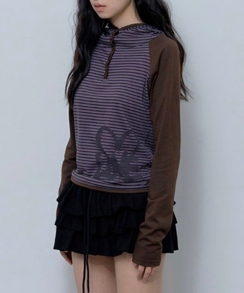 パーカー 「FANCY CLUB」LOVE STRIPE HOODIE レディース FANCY CLUB パーカー 「FANCY CLUB」LOVE STRIPE HOODIE
