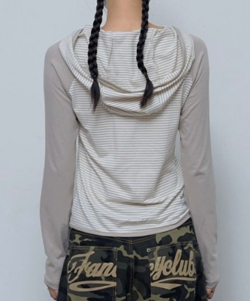 パーカー 「FANCY CLUB」LOVE STRIPE HOODIE レディース FANCY CLUB パーカー 「FANCY CLUB」LOVE STRIPE HOODIE