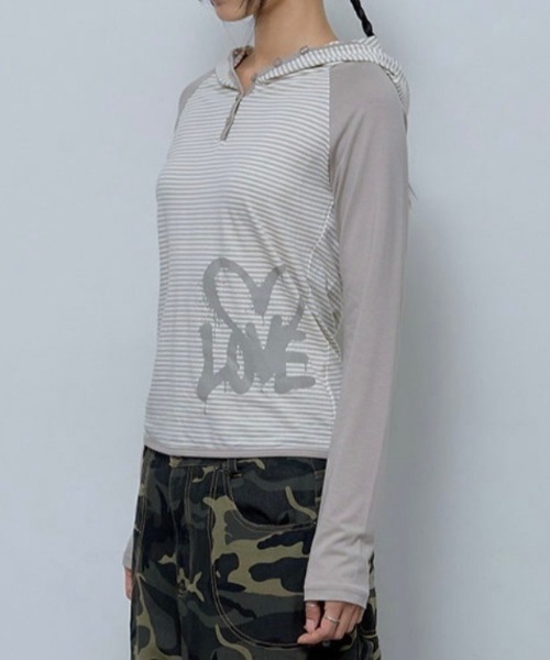 FANCY CLUB パーカー 「FANCY CLUB」LOVE STRIPE HOODIE