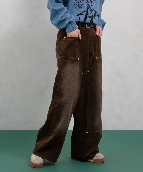 Perushu パンツ コーデュロイダブルニーフェードパンツ メンズ
