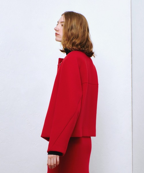 allureville ノーカラーコート コート ショートビーバーノー