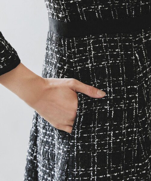 Tiaclasse ワンピース 「大きいサイズ」配色ツイードワンピース