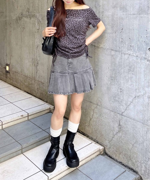【 Jeans】プリーツ デニム ミニスカート ※送関込 Jewelobe デニムスカート デニムプリーツミニスカート
