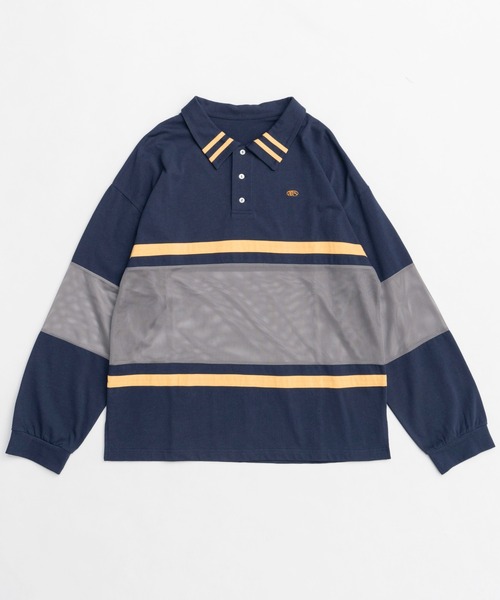 MAISON SPECIAL ポロシャツ ポロ Mesh Fabric Combination Rugby