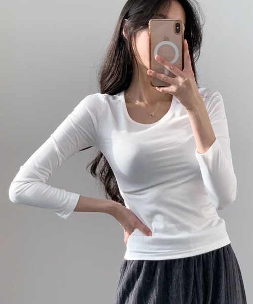 tシャツ 裏起毛 カットソー 長袖 トップス インナー 韓国