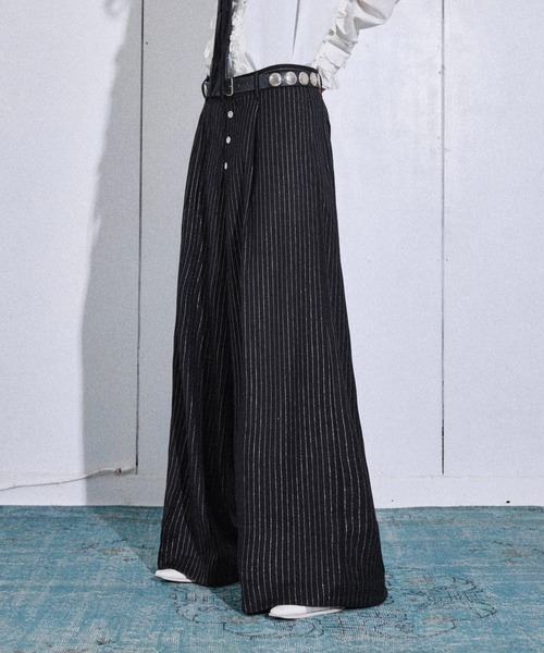 パンツ Lame stripe wide straight pants / ラメストライプワイド