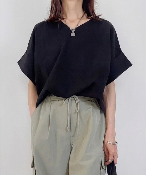 ブラウス シャツ Vネック5分袖ブラウス レディース : ZOZOTOWN Yahoo 