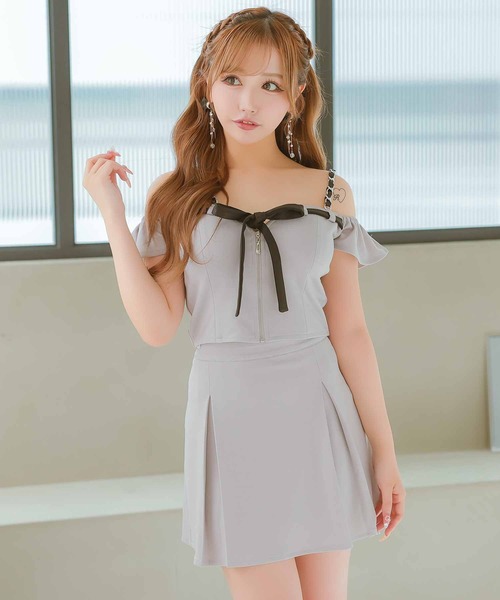 Tika（ティカ） ドレス キャバドレス セットアップ ミニ フレア 肩出し