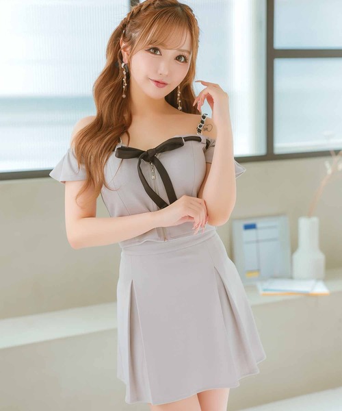 Tika（ティカ） ドレス キャバドレス セットアップ ミニ フレア 肩出し