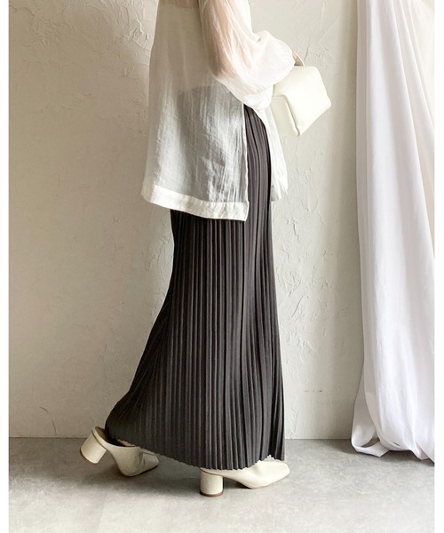 vintage プリーツ　ロング　スカート　ストレート She's Closet スカート ストレートIラインハイウエストロング
