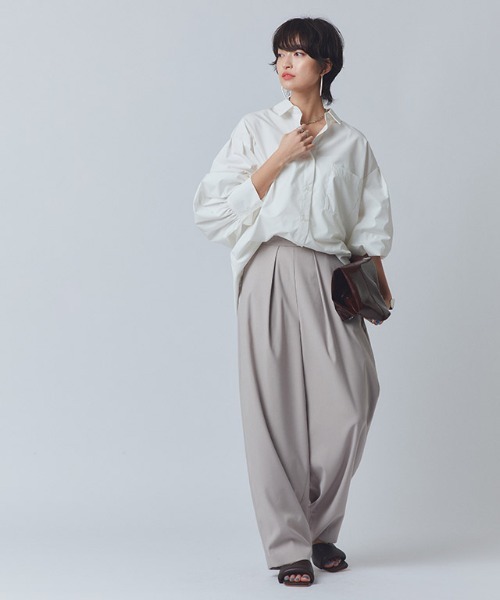 ラス RASW ボリュームスリーブオーバーシャツ （ライラック） ラス RASW ボリュームスリーブオーバーシャツ （ライラック