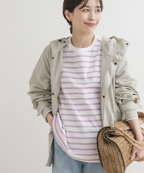 tシャツ ボーダー5分袖ワイドプルオーバー レディース ボーダー tシャツ 綿100% コットン100% レディース 8分袖