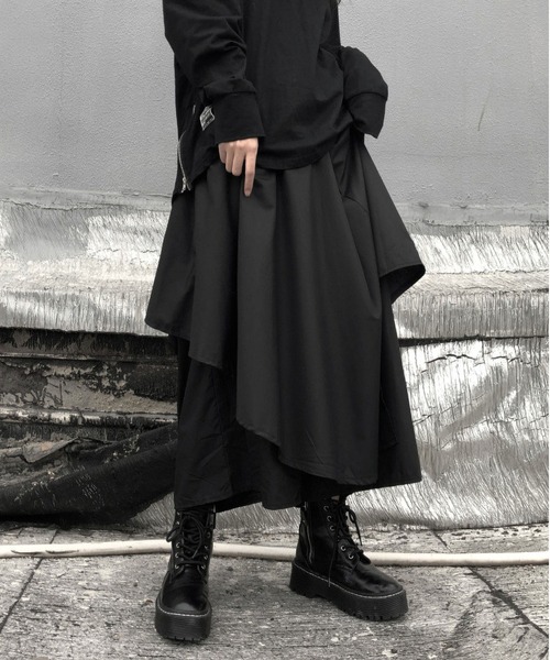 BLANC FICELLE ロング スカート アシンメトリー レイヤード パンツ