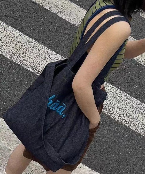 トートバッグ logoデニムキャンバスバッグ レディース : ZOZOTOWN