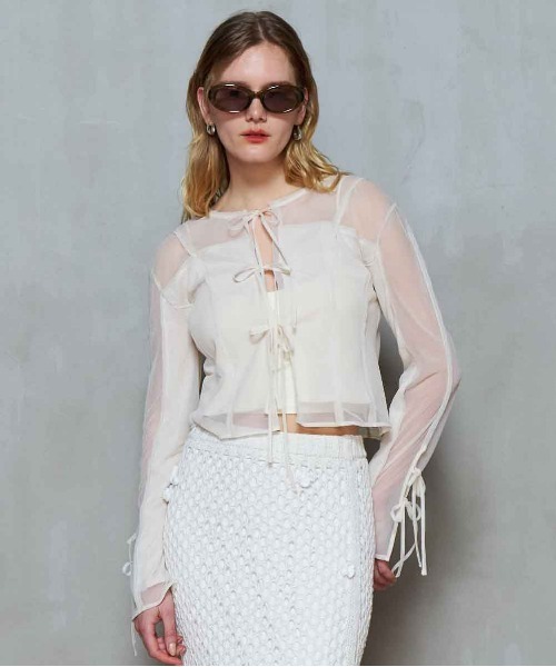 カーディガン Reversible Sheer Cardigan/リバーシブルシアーカーディガン「MAISON SPECIAL/メゾンスペシャル」 レ