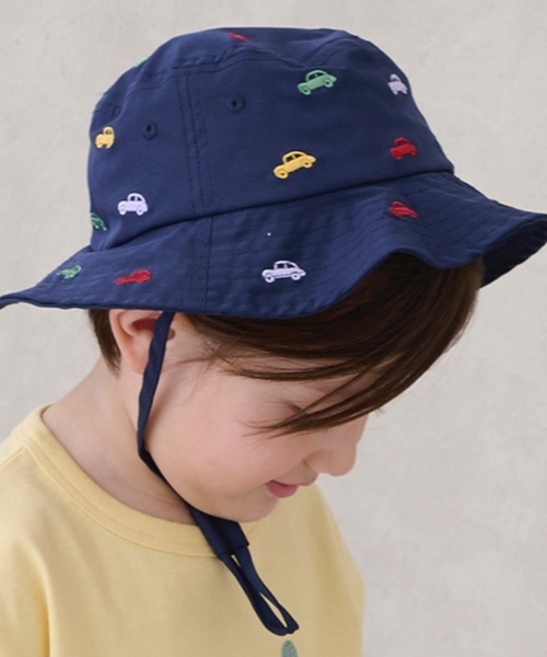 petit main 帽子 ハット 「遮熱」刺しゅうバケットハット キッズ