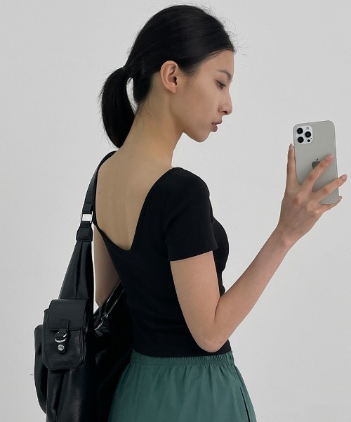 BLACKUP tシャツ 「MADE」 イージーバックオープン半袖Tシャツ