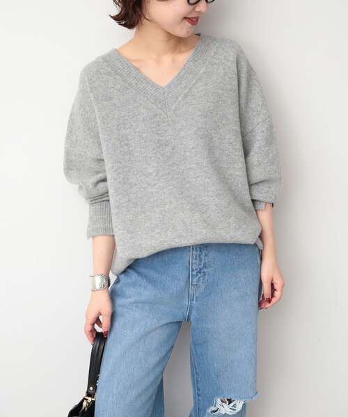 SLOBE IENA（スローブイエナ） Vネックニット FREE ライトグレー