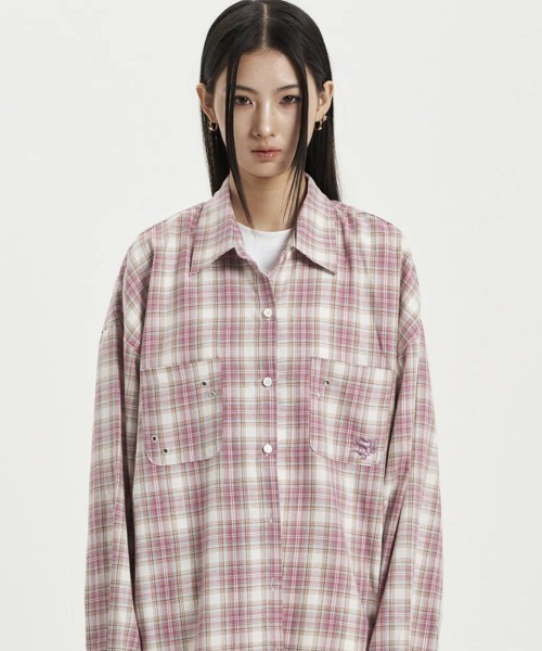 ブラウス シャツ OVER CHECK SHIRT レディース メンズ