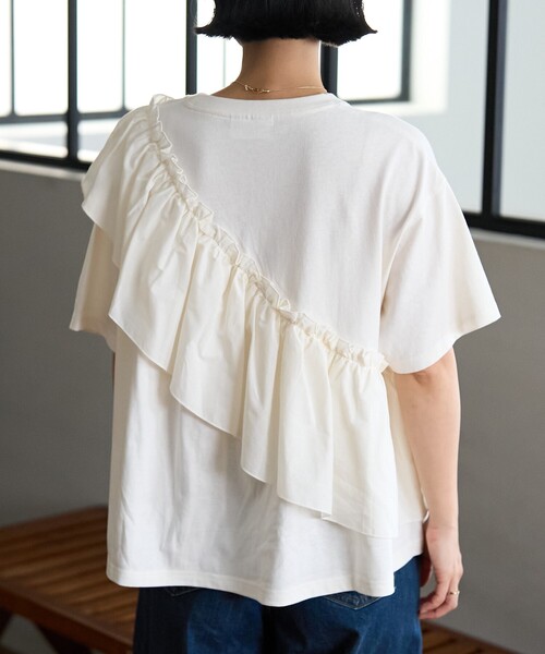 サカイ アシンメトリー ドッキング フリル Tシャツ FREAK'S STORE tシャツ アシンメトリー フリルドッキングTシャツ