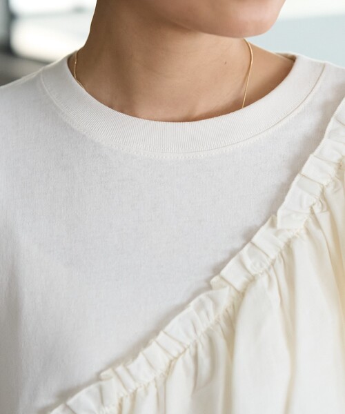 FREAK'S STORE tシャツ アシンメトリー フリルドッキングTシャツ