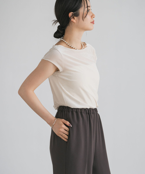 シアーベロアキャップスリーブTee　NOBLE　ノーブル シアーベロアキャップスリーブTee（Tシャツ／カットソー