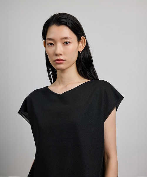 ROPE'（ロペ） ブラウス シャツ 「洗える」シャイニーフレンチスリーブ