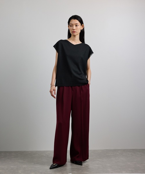 ROPE'（ロペ） ブラウス シャツ 「洗える」シャイニーフレンチスリーブ