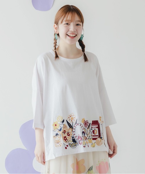 tシャツ 152763：キッチンのこびと柄 刺繍プルオーバー レディース