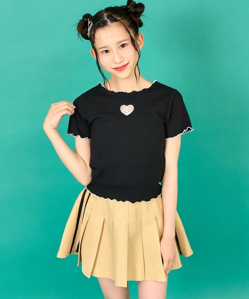 【美品】 プリーツプリーズ サイドライン ギザギザカット スカート 黒 1 ANAP GiRL（アナップガール） スカート サイドラインツイルプリーツ