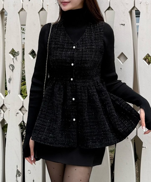 ひなちゃん♡Shéller ドッキングツイードペプラムトップス スパークル ツイード ペプラムトップス – poláura OFFICIAL ONLINE STORE